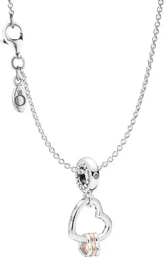 Produktbild: PANDORA Halskette 925 Silber mit Charm Herzen Highlights eleganter Halsschmuck, wunderschönes Geschenk-Set für modische Frauen, 75252
