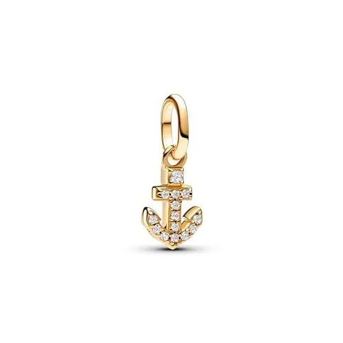 Produktbild: PANDORA ME Anker Mini-Charm-Anhänger aus Sterling Silber mit vergoldeter Metalllegierung und Zirkonia, Kompatibel ME und Moments Armbändern, 763369C01