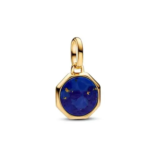 Produktbild: PANDORA ME Blaues gravierbares Mini-Medaillon Charm aus Sterling Silber mit vergoldeter Metalllegierung und Lapislazuli, Kompatibel ME und Moments Armbänder, 763388C01