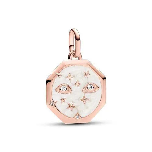 Produktbild: PANDORA ME Funkelnde Augen Medaillon-Charm aus Sterling Silber mit 14 Karat rosévergoldete Metalllegierung, Cubic Zirkoniastein, Kompatibel ME und Moments Armbändern, 783036C01