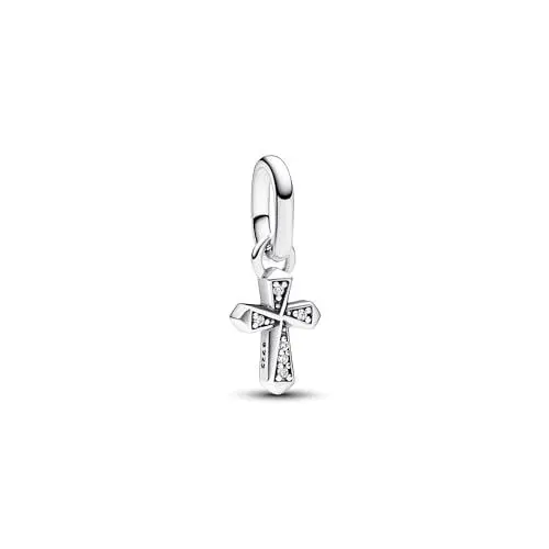 Produktbild: PANDORA ME Funkelndes Kreuz Mini-Charm-Anhänger aus Sterling Silber mit Cubik Zirkonia, Kompatibel ME und Moments Armbändern, 793044C01