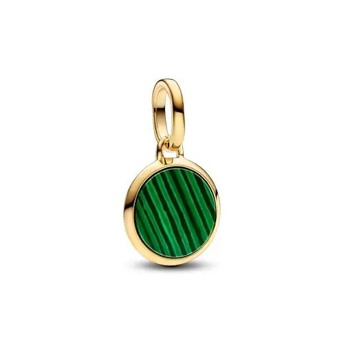 Produktbild: PANDORA ME Grünes gravierbares Mini-Medaillon Charm aus Sterling Silber mit vergoldeter Metalllegierung und Malachit, Kompatibel ME und Moments Armbänder, 763389C01