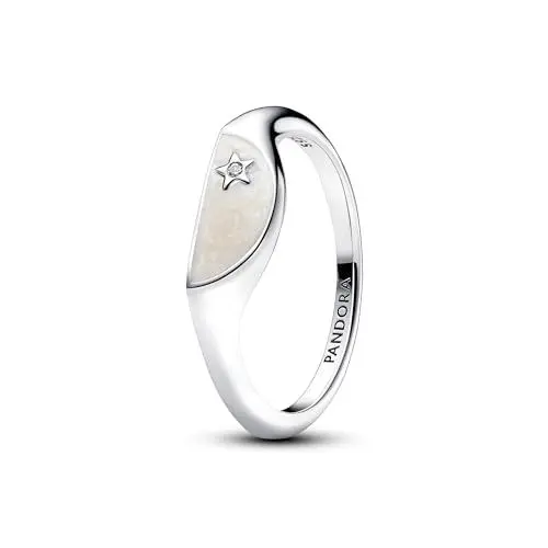 Produktbild: PANDORA ME Halbierter Emaille Siegelring aus Sterling Silber mit Zirkonia Steinen, Größe: 54, 193325C01-54