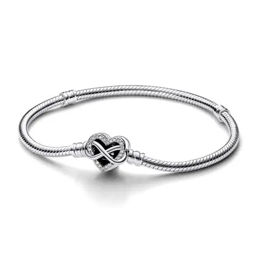 Produktbild: PANDORA Moments Armband aus Sterling-Silber mit Funkelndem Unendlichkeits-Herzverschluss und Zirkonia Steinen, kompatibel mit der Moments Kollektion, Größe: 21cm, 592645C01-21
