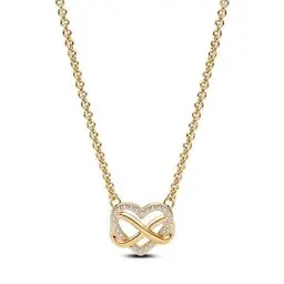 Produktbild: PANDORA Moments Funkelnde Unendlichkeits-Herz Collier-Halskette aus Sterling Silber mit vergoldeter Metalllegierung und Zirkonia Steinen, Größe 50cm, 362666C01-50