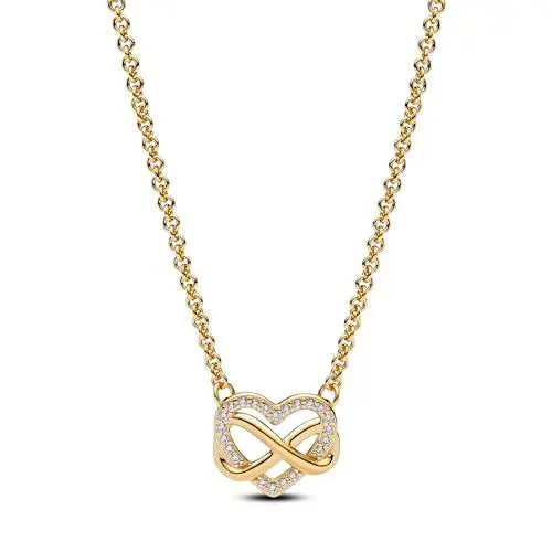 Produktbild: PANDORA Moments Funkelnde Unendlichkeits-Herz Collier-Halskette aus Sterling Silber mit vergoldeter Metalllegierung und Zirkonia Steinen, Größe 50cm, 362666C01-50