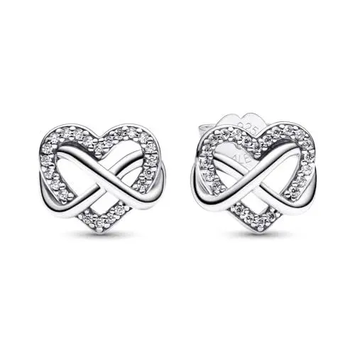 Produktbild: PANDORA Moments Funkelnde Unendlichkeits-Herz Ohrstecker aus Sterling Silber mit Zirkonia in der Farbe Silber, 292667C01