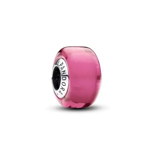 Produktbild: PANDORA Moments Rosafarbenes Murano-Glas Mini-Charm aus Sterling Silber, Kompatibel Moments Armbänder, 793107C00