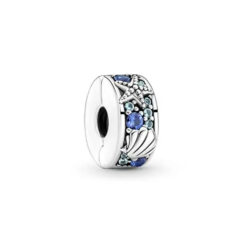 Produktbild: PANDORA Moments Tropischer Seestern & Muschel Clip-Charm aus Sterling-Silber mit Cubic Zirkonia, Kompatibel Moments Armbänder, 791678C01