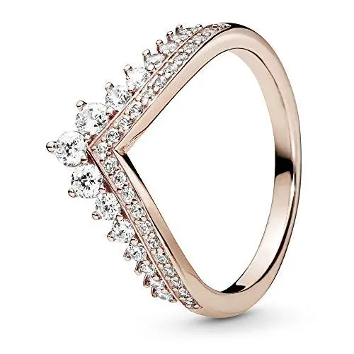 Produktbild: PANDORA Prinzessin-Wishbone Ring in Roségold mit 14 Karat rosévergoldete Metalllegierung und Cubic Zirkonia Steinen Timeless Collection, Größe 56