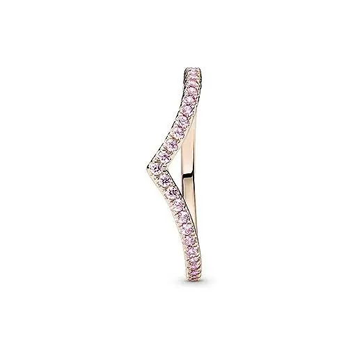 Produktbild: PANDORA Timeless Wishbone Funkelnder Rosafarbener Ring aus 14 Karat Rosévergoldeter Metalllegierung mit Cubic Zirkonia, Größe: 52, 186316C02-52