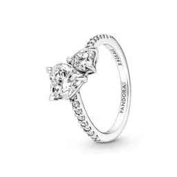 Produktbild: Pandora Timeless Doppel-Herz Funkelnder Ring aus 952 Sterling Silber mit klaren Cubic Zirkonia Steinchen 191198C01-58