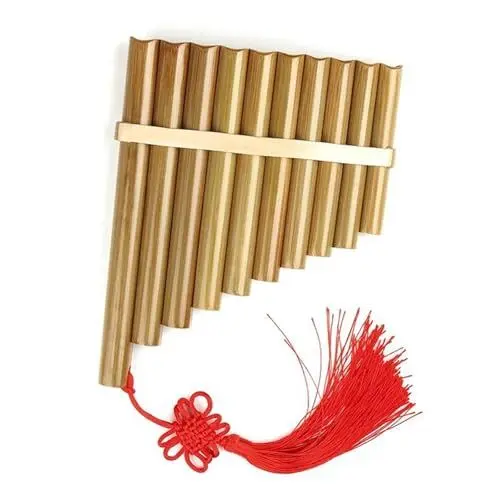Produktbild: Panflöte 10 Pfeifen C-Taste Panflöte Volksmusikinstrumente Originalfarbene Panflöten Holzblasinstrumente(L)