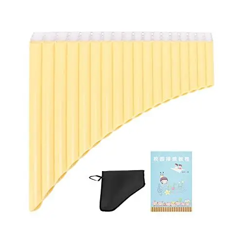 Produktbild: Panflöte ABS 16-Ton Tube C-Key Musikinstrumente mit Nylon Gepolsterter Handtasche für Kinder Erwachsene Anfänger(Yellow)