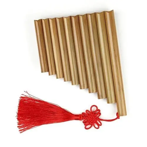 Produktbild: Panflöte Blasinstrument Panflöte C-Tastenflöte Handgefertigtes Bambus-Volksmusikinstrument 10 Pfeifen(A,R)