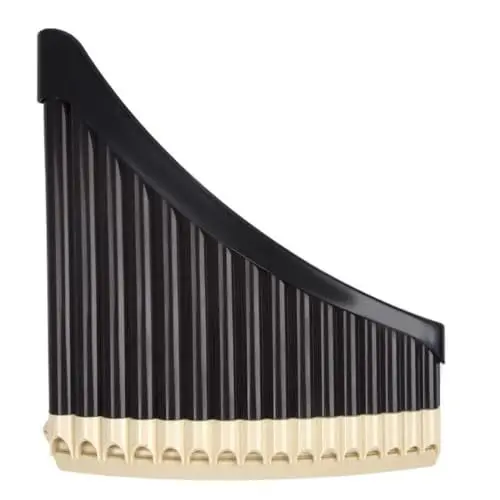 Produktbild: Panflöte Instrument Schwarze Panflöte Aus Kunstharz Gebogen Mit Bodenstütze Spielpanflöte Gebogen 16 Rohre