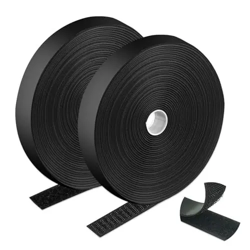 Produktbild: pangdapengpeng Klettband Selbstklebend Extra Stark, 10M x 20mm Doppelseitig Klebende, Fliegengitter Klebeband, Klettverschluss zum Nähen für Hängende Dekoration, Feste Fliegengitter (Schwarz)