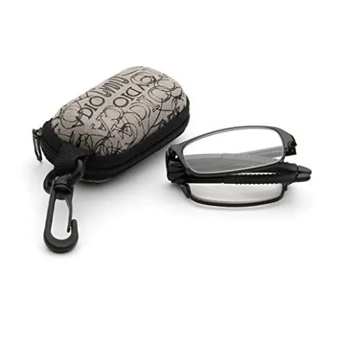 Produktbild: PANGHU Faltbare Lesebrille für Herren/Damen in Sehstärke Mit klappbaren Bügeln aus und Hartschalen-Etui Rechteckige hochwertige Brillengläser