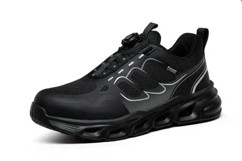 Produktbild: Pangolin Herren Anti-Smash Anti-Punktion verdickte Sicherheitsschuhe Anti-Rutsch atmungsaktive leichte Indoor Outdoor Casual Black 45 EU