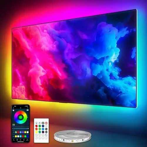 Produktbild: PANGTON VILLA 3M LED TV Hintergrundbeleuchtung, für 40-60 Zoll Hintergrundbeleuchtung Fernseher mit App und Fernbedienung, Music Sync TV LED Streifen, USB Betrieben Fernseher Beleuchtung