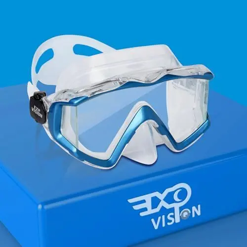 Produktbild: Pano 3 Fensteransicht Tauchmaske für Erwachsene, Schnorchel-Tauchmaske aus gehärtetem Glas, Premium-Schwimmbrille mit Nasenabdeckung zum Schnorcheln, Freitauchen, Schwimmen (Blau See)