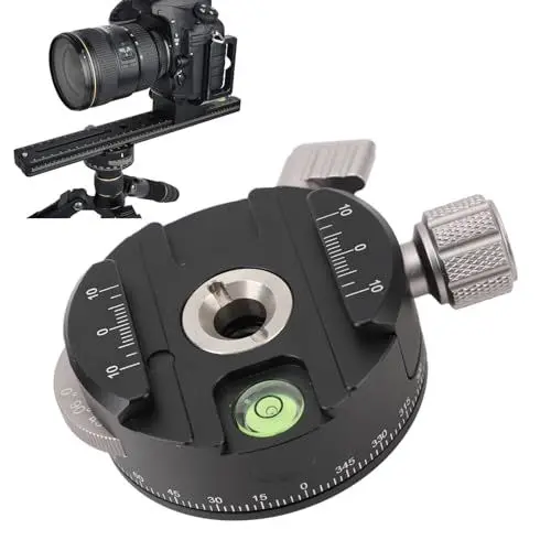 Produktbild: Panorama-Stativkopf aus Aluminiumlegierung mit Indexierung, 3/8-Zoll-Schraubenloch, Eingebauter Wasserwaage für DSLR-Kamera
