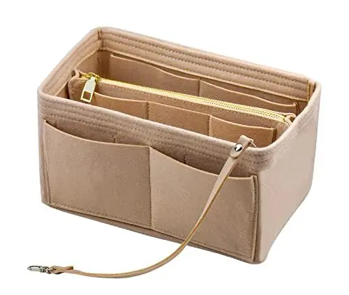 Produktbild: PANSYFEN Handtaschen Organizer Bag in Bag Taschenorganizer 26x14x15cm Filz Taschenorganizer Multi-Pocket Handtasche Innentasche für Frauen mit Abnehmbare Reißverschluss-Tasche