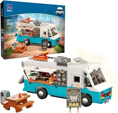 Produktbild: PANTASY Nostalgisches Food Truck Baukasten - Wohnmobil-Fahrzeugbau Retro Step Van Bausatz für Jugendliche und Erwachsene, Sammlermodell Bauklötze Spielzeug