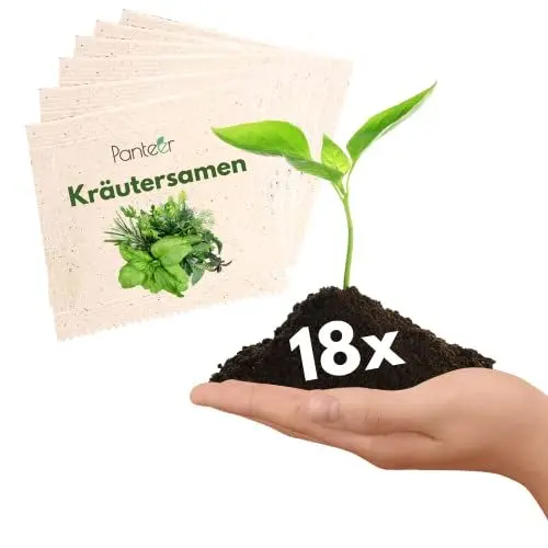 Produktbild: Panteer ® Kräutersamen - Kräutergarten & Küchenkräuter - Saatgut Kräuter und Gemüse - MADE IN GERMANY - Geschenke für Gartenfreunde
