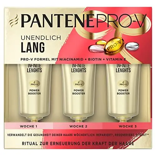 Produktbild: Pantene Pro-V Power Booster Intensivpflege-Shots (3x 15 ml), für Widerspenstiges Haar, Haarkur trockene Haare, Haarpflege Glanz, Anti-Frizz