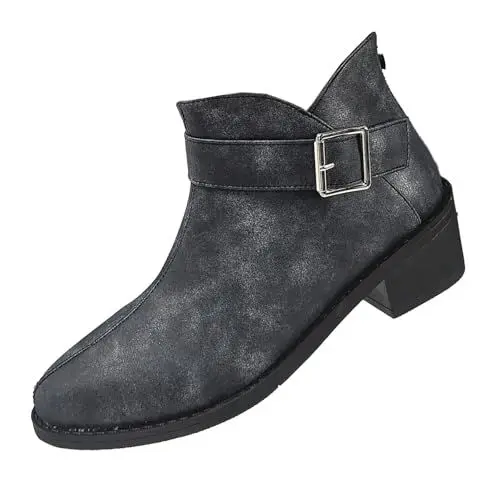 Produktbild: Pantoffeln Damen Unisex Halloween Stiefel Damen 2024 Und Winter Außenhandel Große Größe Gürtelschnalle Zurück Reißverschluss Mode Bequeme Kurze Stiefel Fliegenspray
