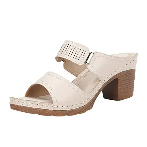 Produktbild: Pantolette Herren Schwarze Pantoletten Damen Damen High Heel Thick Heel Open Toe Bequeme Fashion Hollow Sandalen Pantolette Herren Schwarze Pantoletten Damen (A, 42)