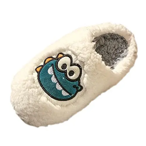 Produktbild: Pantoletten Damen Mit Absatz Hallenschuhe Damen Hausschuhe und Winter Mode bequem warm niedlich Dinosaurier einfarbig drinnen Sandalen KorkfußBett Damen Badelatschen 37 (White, 41)