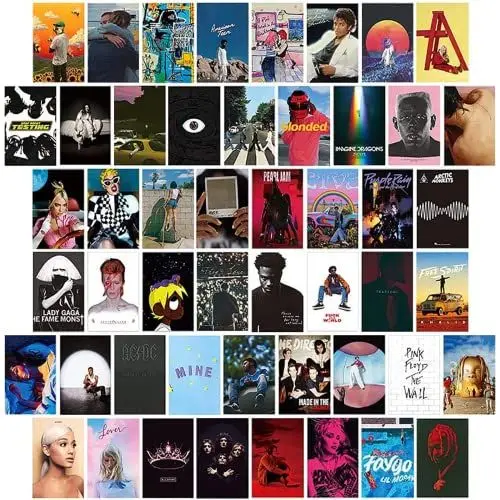 Produktbild: PANYI 50 Albumcover Asthetisches Bild Wandcollage-Kit 4 x 6 Benutzerdefinierte Raumdekoration Wohnheim Wanddekoration Kunstposter Doppelseitiger Druck Raumästhetik-Poster