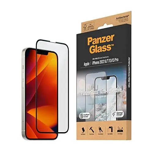 Produktbild: PanzerGlass™ Anti-Reflective Displayschutz für iPhone 14 | 13 | 13 Pro - kratzfestes, entspiegeltes iPhone Schutzglas mit matter Oberfläche - Schutz bis zum Displayrand und Case Friendly