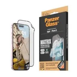 Produktbild: PanzerGlass™ Umweltfreundlicher Matrix-Bildschirmschutz für Apple iPhone 15 - Schützen, Verlängern und Gutes tun - mit Hilfe zur einfachen Installation
