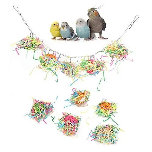 Produktbild: Papagei Shredding Spielzeug Papierstreifen Vogel Kauen Spielzeug Rattan Ball Vogel Shredder Spielzeug Futtersuche Hängendes Spielzeug für Papagei Wellensittich Sittich Nymphensittich Conure Schaukeln