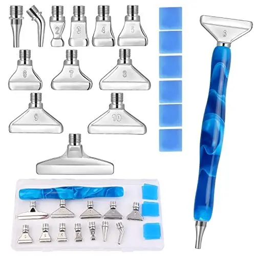 Produktbild: papasgix 5D Diamond Painting Zubehör Stift Kits, DIY Diamond Painting Pen Set Werkzeuge, Painting Tools Metal Drill Pen mit Metall Ersatz Stiftköpfen für Kunst Diamanten Malerei (20er, Silber)