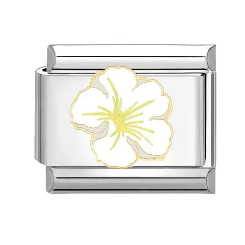 Produktbild: papasgix Italian Charms Module Blumen für 9mm Italian Charm Bracelet DIY Italian Style Charms für Damen Abnehmbar Italienisches Charm Armband Zubehör Mädchen Junge Geschenk(Weiß Lilie)