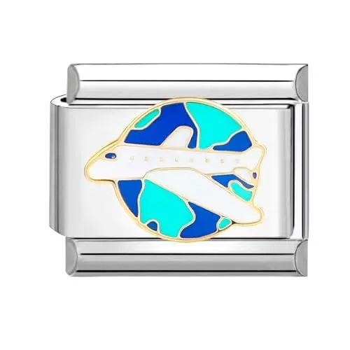 Produktbild: papasgix Italian Charms Module für 9mm Italian Charm Bracelet DIY Italian Style Charms für Damen Abnehmbar Italienisches Charm Armband Zubehör Mädchen Junge Geschenk(Weiß Flugzeug)