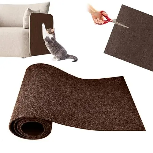 Produktbild: papasgix Selbstklebend Kratzmatte Katze Wand, DIY Katzen Kratzbrett Ecke Hund, Kratzschutz Sofa Katze Kratzteppich Katzenkratzmatte für Katzenständer Holzgriff Katzenturm(Braun，30x100cm)