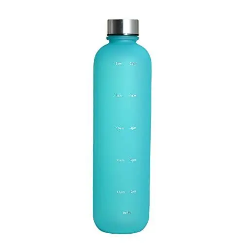 Produktbild: papasgix Trinkflasche 1l Sport, Wiederverwendbare Plastikflasche BPA frei, Leichte Wasser Flasche Plastik Sportflasche Auslaufsicher für Fitness Schule Fahrrad Outdoor Büro Gym