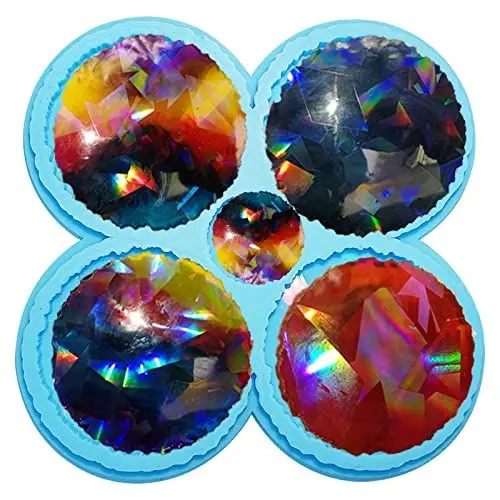 Produktbild: papasgix Untersetzer Resin Silikonform Holografisch Effekt Epoxidharz Formen DIY Harz Silikonformen für Glasuntersetzer Bar Glas Getränke Tassen Tischuntersetzer(Blau Unregelmäßig)