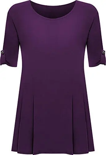 Produktbild: PaperMoon - Damen Übergröße Rundhalsausschnitt Kurzarm Ausgestelltem Lange Top - Violett - 48 / 20