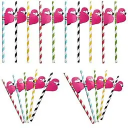 Produktbild: Papier Strohhalme,3D Cocktail Strohhalme 50 Pack Papier Trinkhalme Papierstrohhalme für Hochzeit Geburtstag Party Paper straw flamingo