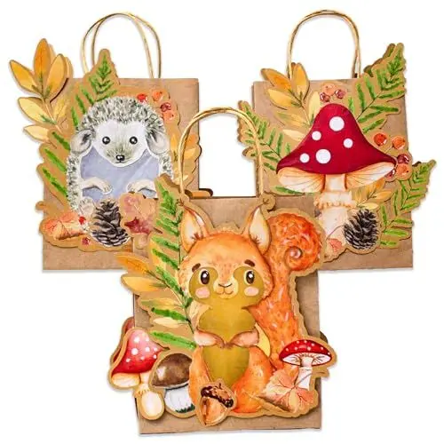 Produktbild: Papierdrachen 3 Laternen zum Selber Basteln - Henkeltüten mit Transparentpapier und Stanzteilen - Waldtiere Aquarell - für Mädchen und Jungen - Ideal für Kindergartenkinder - Set 6