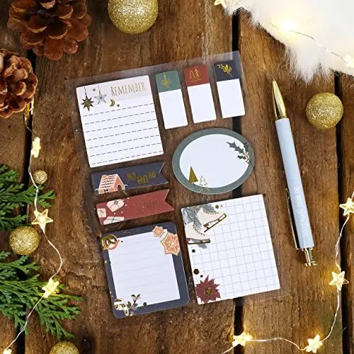 Produktbild: Papierdrachen Bullet Journal Sticky Notes - Schlittschuhe - 9 verschiedene Blöcke Haftnotizen zur Weihnachtszeit | Klebezettel | To do | Notizzettel für dein Notizbuch - Set 2