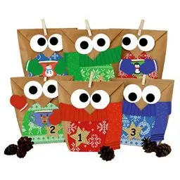 Produktbild: Papierdrachen DIY Adventskalender zum Befüllen - Weihnachtseulen - Eulen Weihnachten - Set Strickpullover - zum selbst basteln - für Kinder und Erwachsene