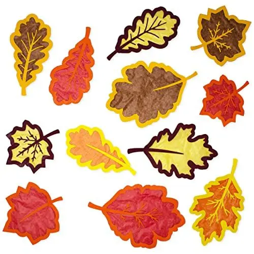 Produktbild: Papierdrachen Fensterbilder - 36 vorgestanzte Laublätter zum Basteln für Kinder - Herbstbasteln mit Tonkarton und Transparentpapier - Set 1