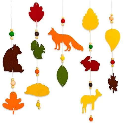 Produktbild: Papierdrachen Filz-Holzperlen-Mobile - Bastelset - Herbstliche Waldtiermotive - Deko-Element - DIY für Kinder und Erwachsene